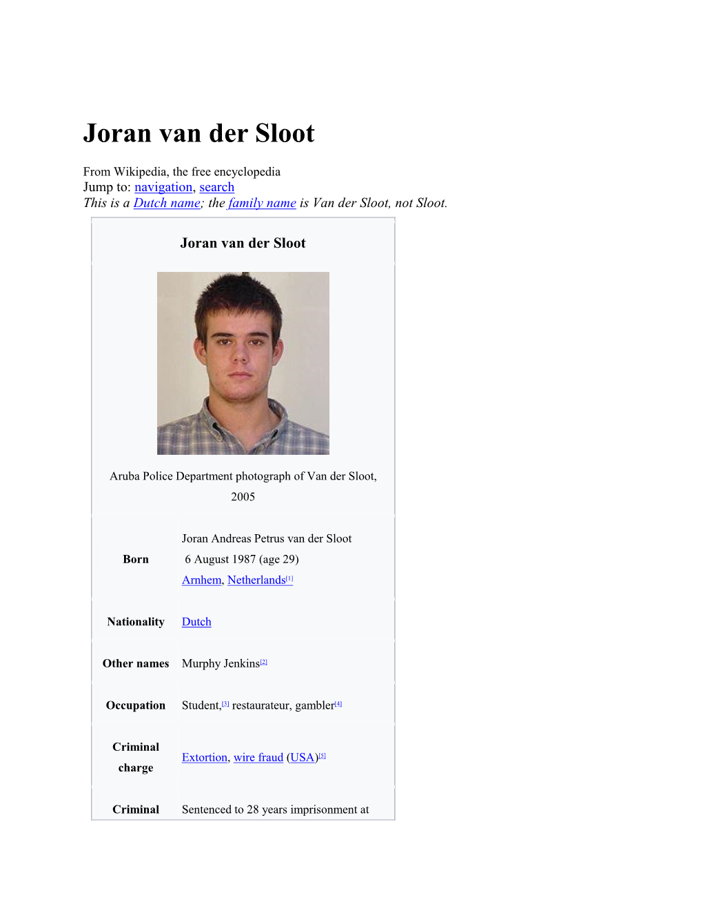 Joran Van Der Sloot