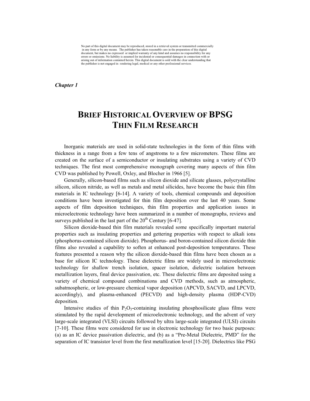 Brief Historical Overview of Bpsg Thin Film Research