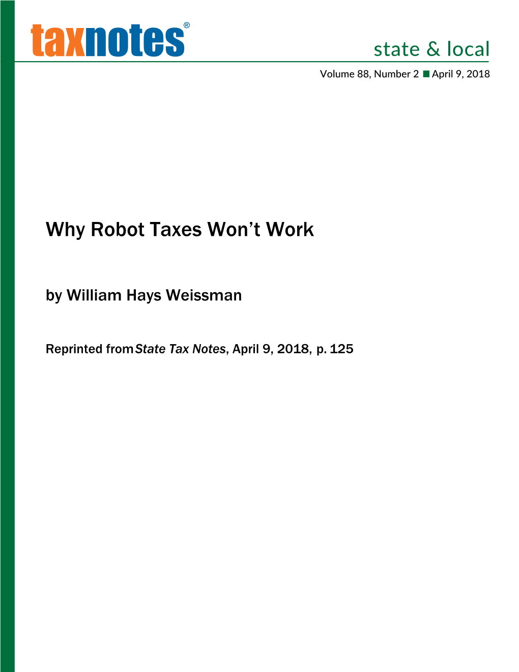State Tax Notes, April 9, 2018, P