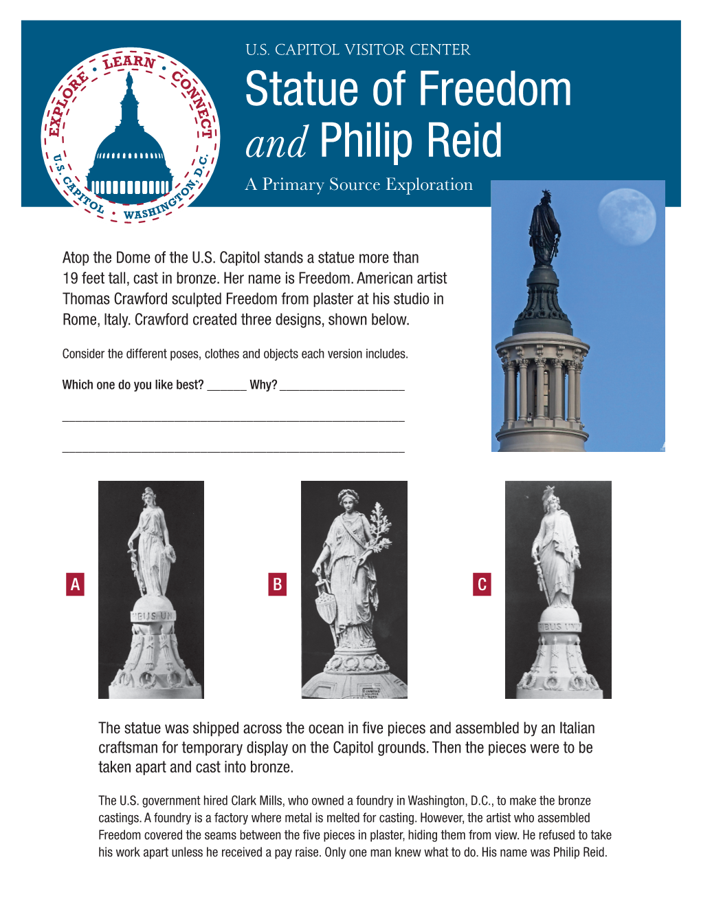 STATUE of FREEDOM and PHILIP REID This Is a Pay Voucher Received by Philip Reid
