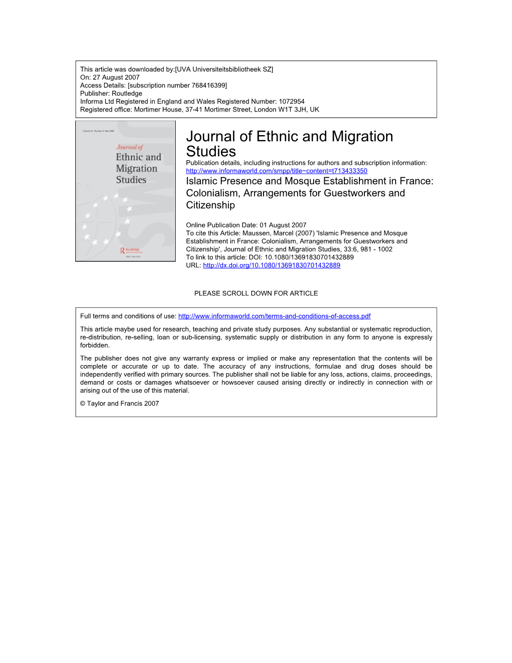 Journal of Ethnic and Migration Studies