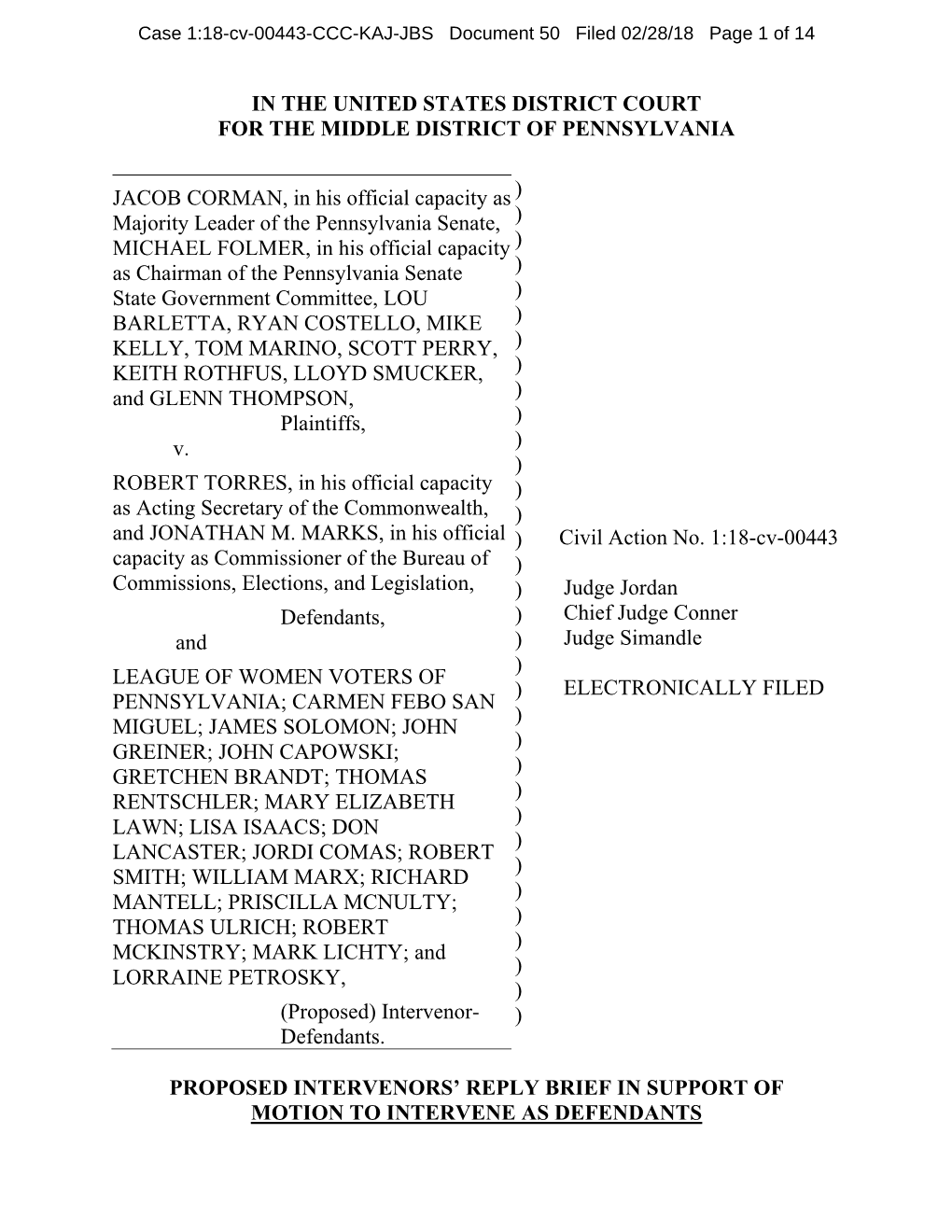 Case 1:18-Cv-00443-CCC-KAJ-JBS Document 50 Filed 02/28/18 Page 1 of 14