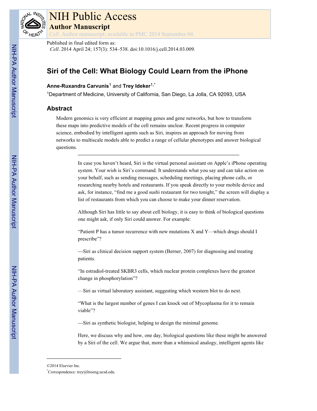 NIH Public Access Author Manuscript Cell