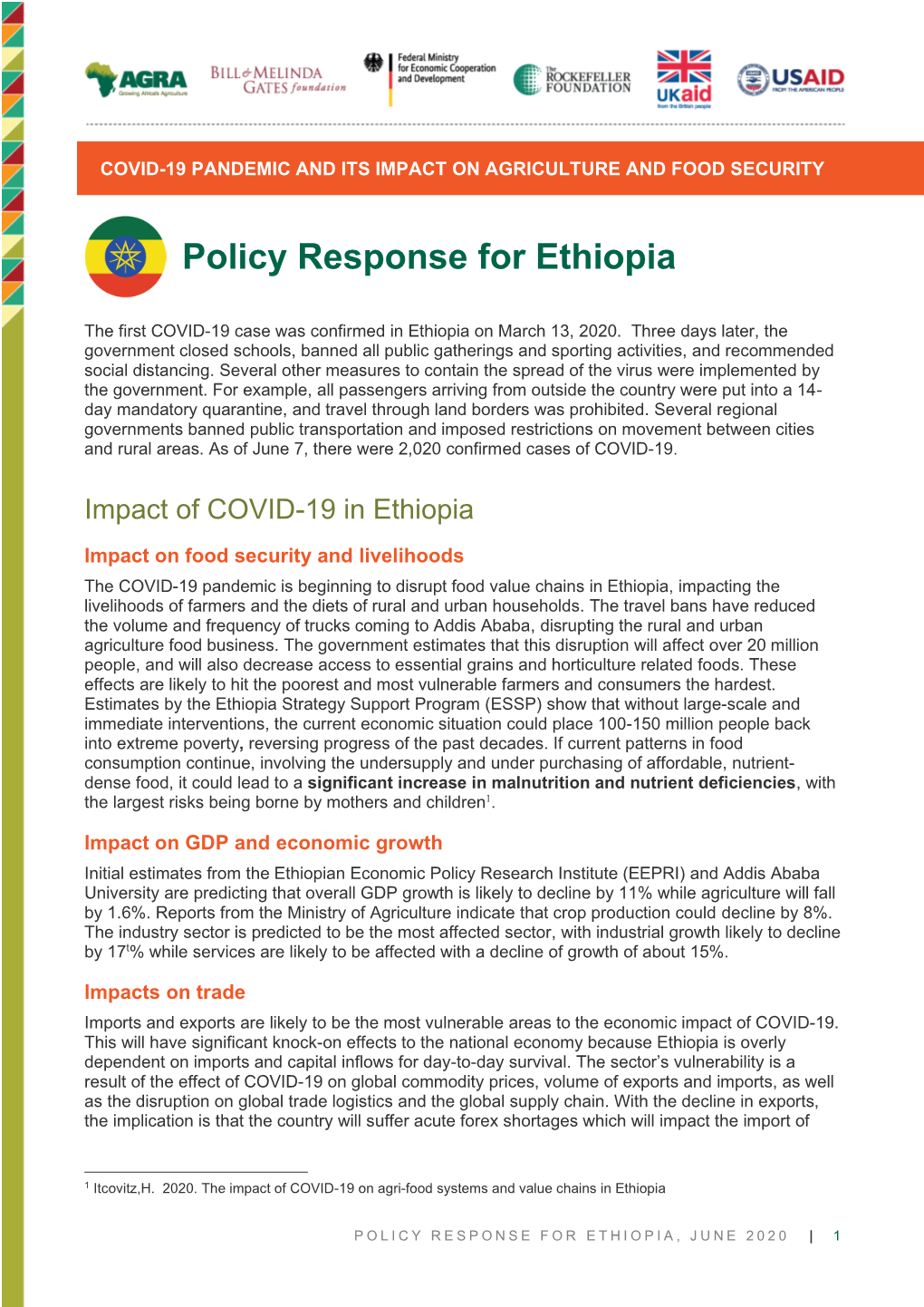 Policy Response for Ethiopia