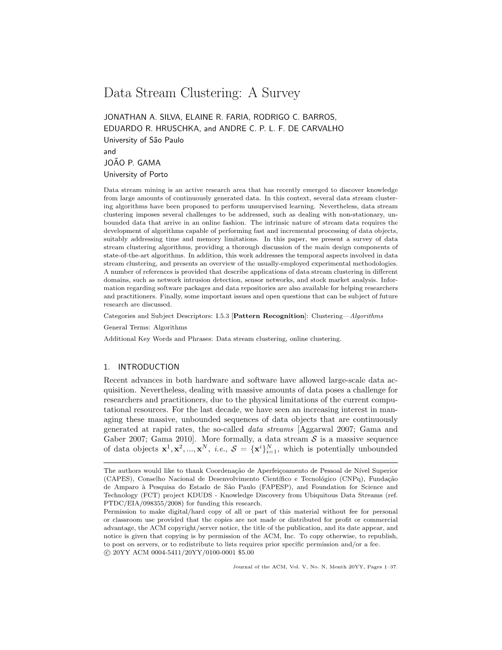 Data Stream Clustering: a Survey