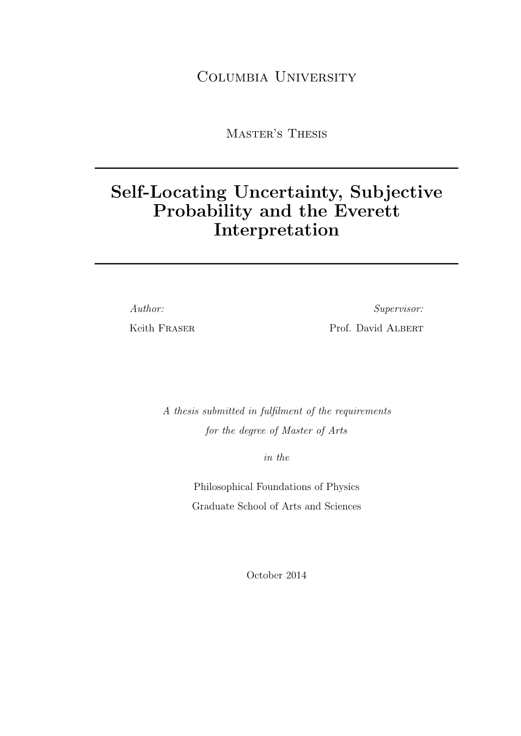 Self-Locating Uncertainty, Subjective Probability and the Everett Interpretation