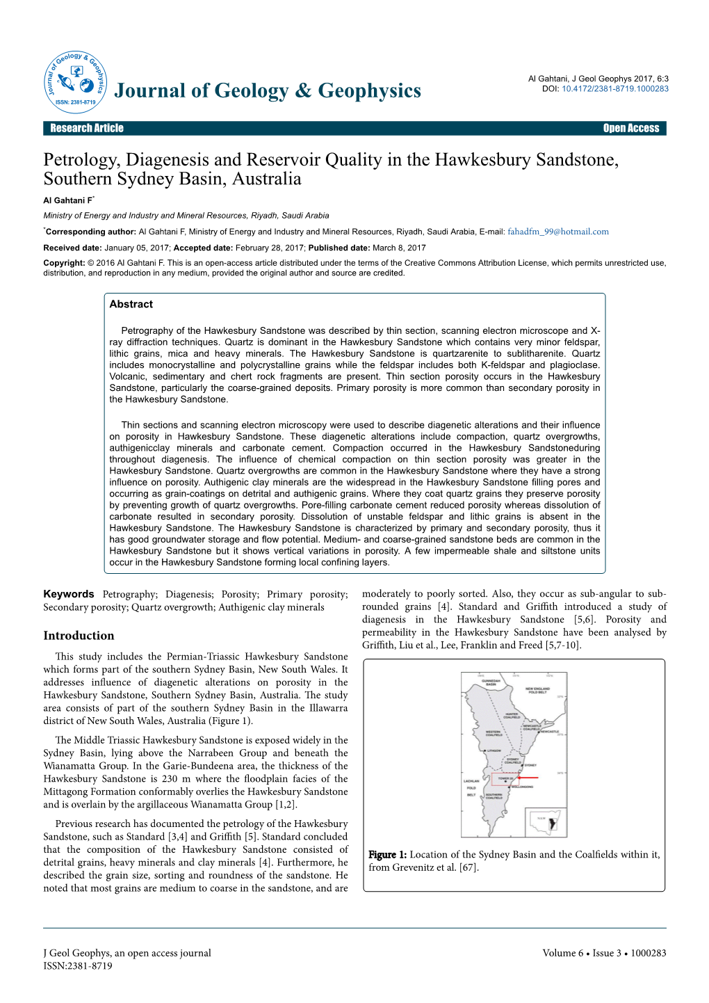 Petrology, Diagenesis and Reservoir Quality in the Hawkesbury