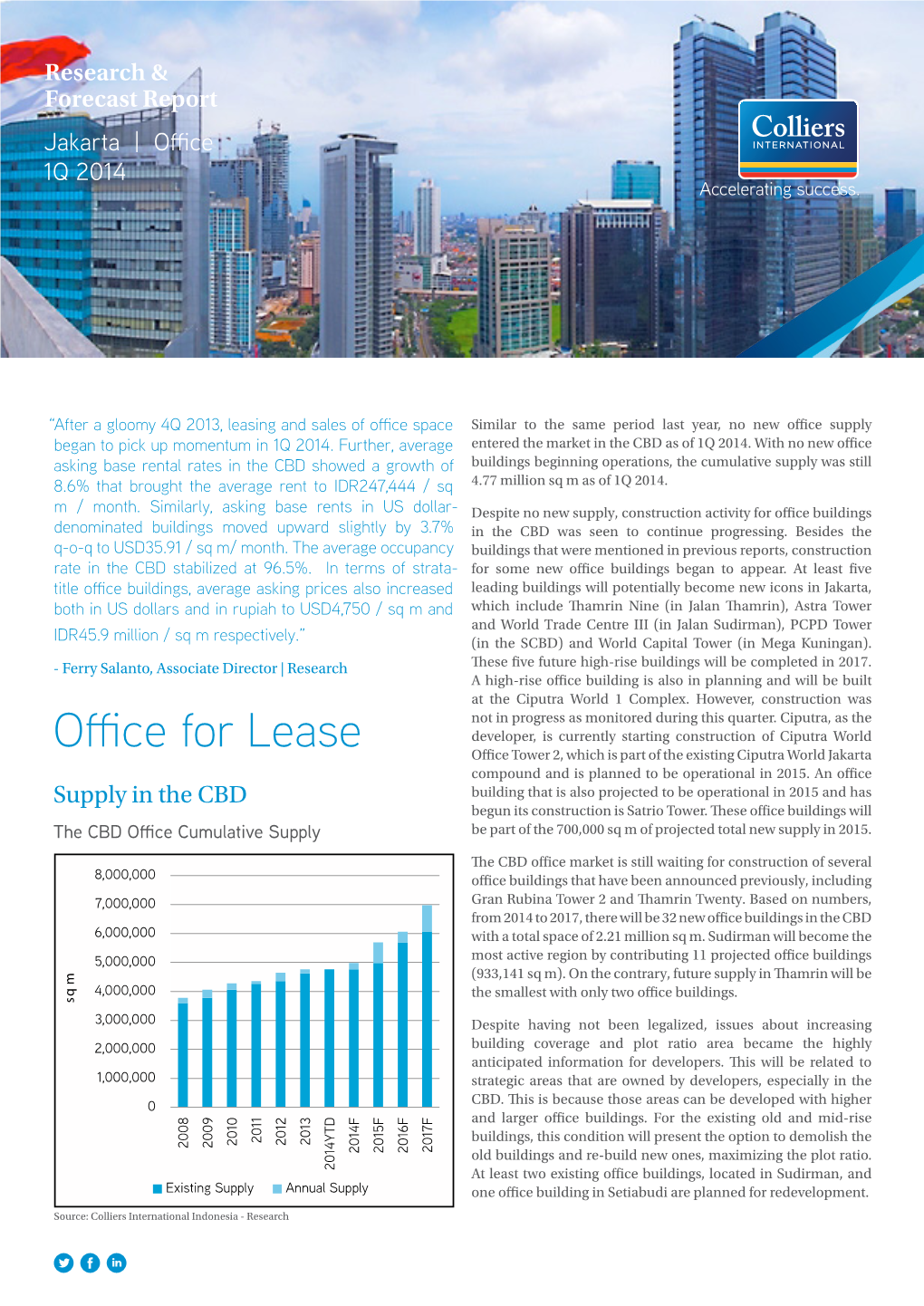 Office for Lease Office Tower 2, Which Is Part of the Existing Ciputra World Jakarta Compound and Is Planned to Be Operational in 2015