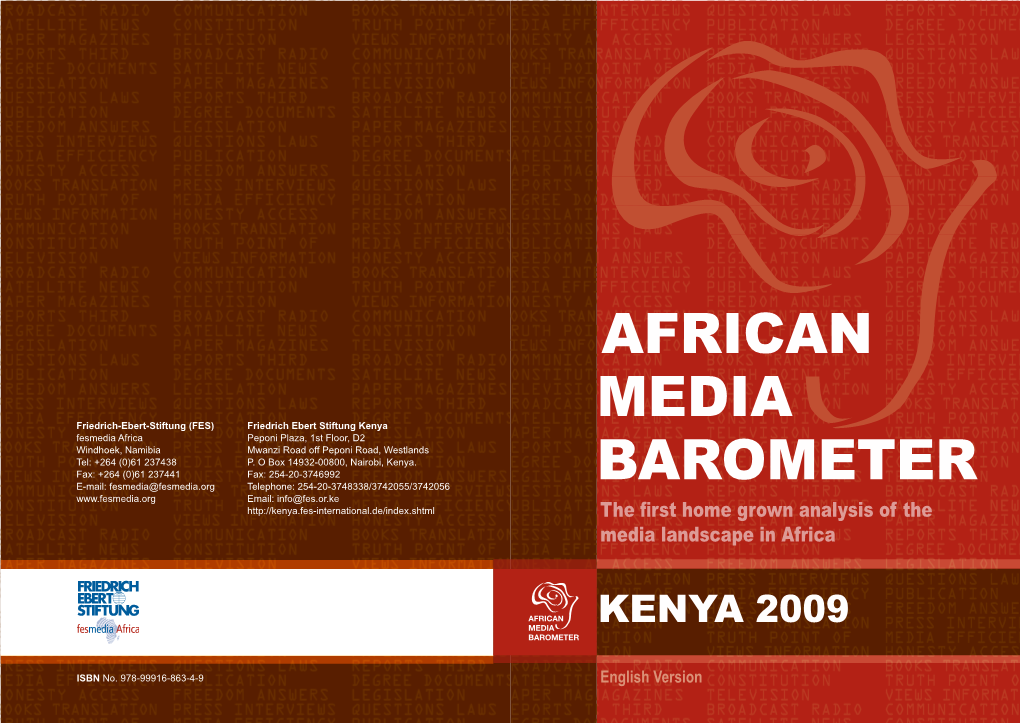 African Media Barometer in Kenya Since Its Inception in 2005