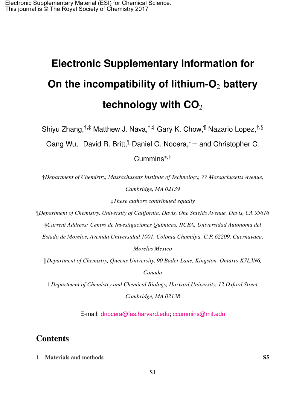Electronic Supplementary Information for on the Incompatibility of Lithium