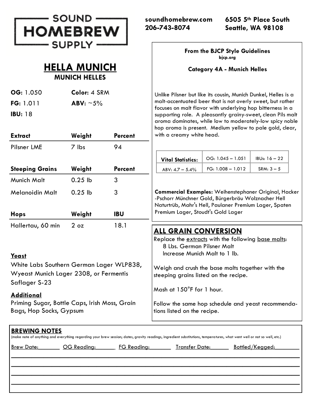 HELLA MUNICH Category 4A - Munich Helles MUNICH HELLES