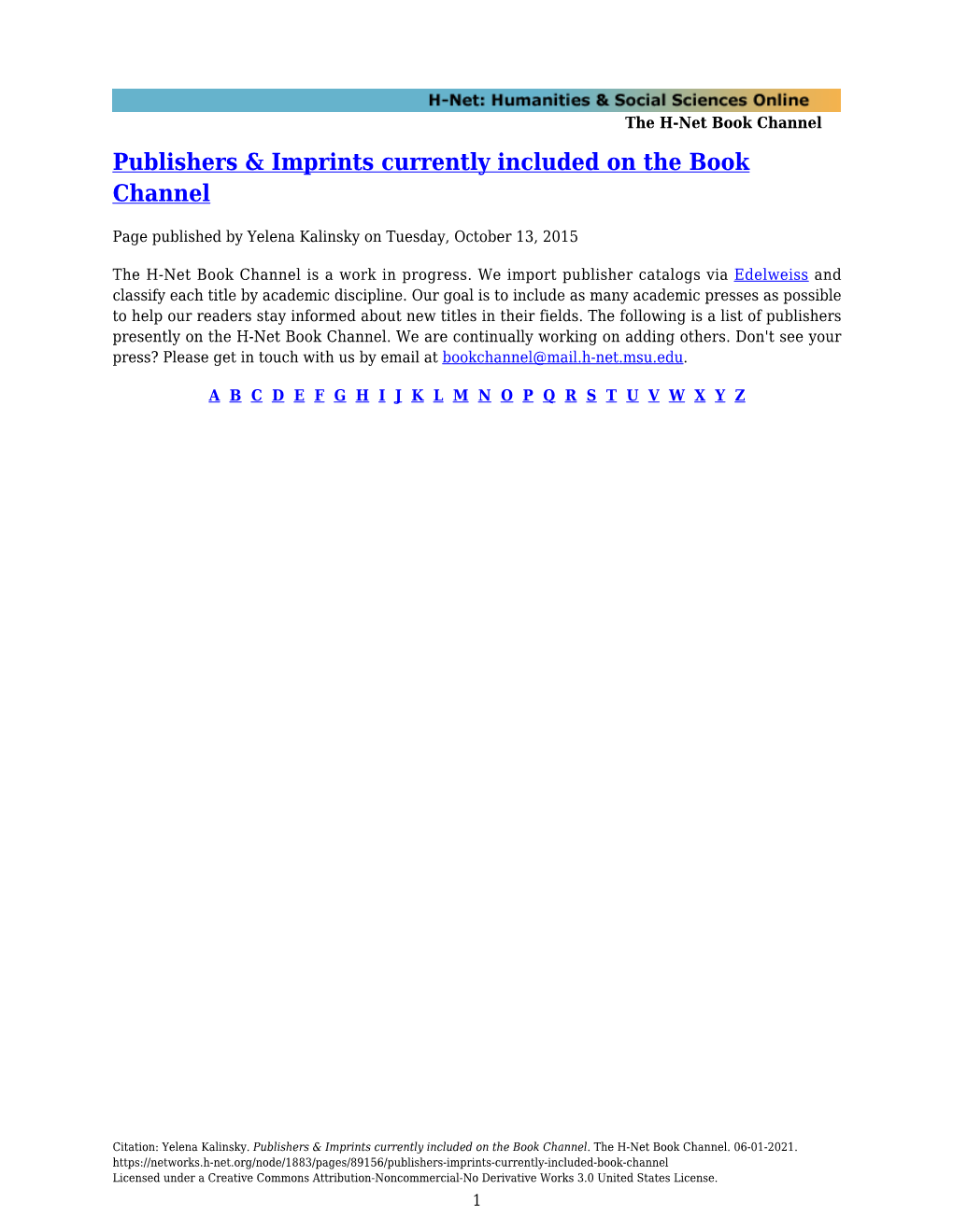 Publishers & Imprints Currently Included on the Book Channel