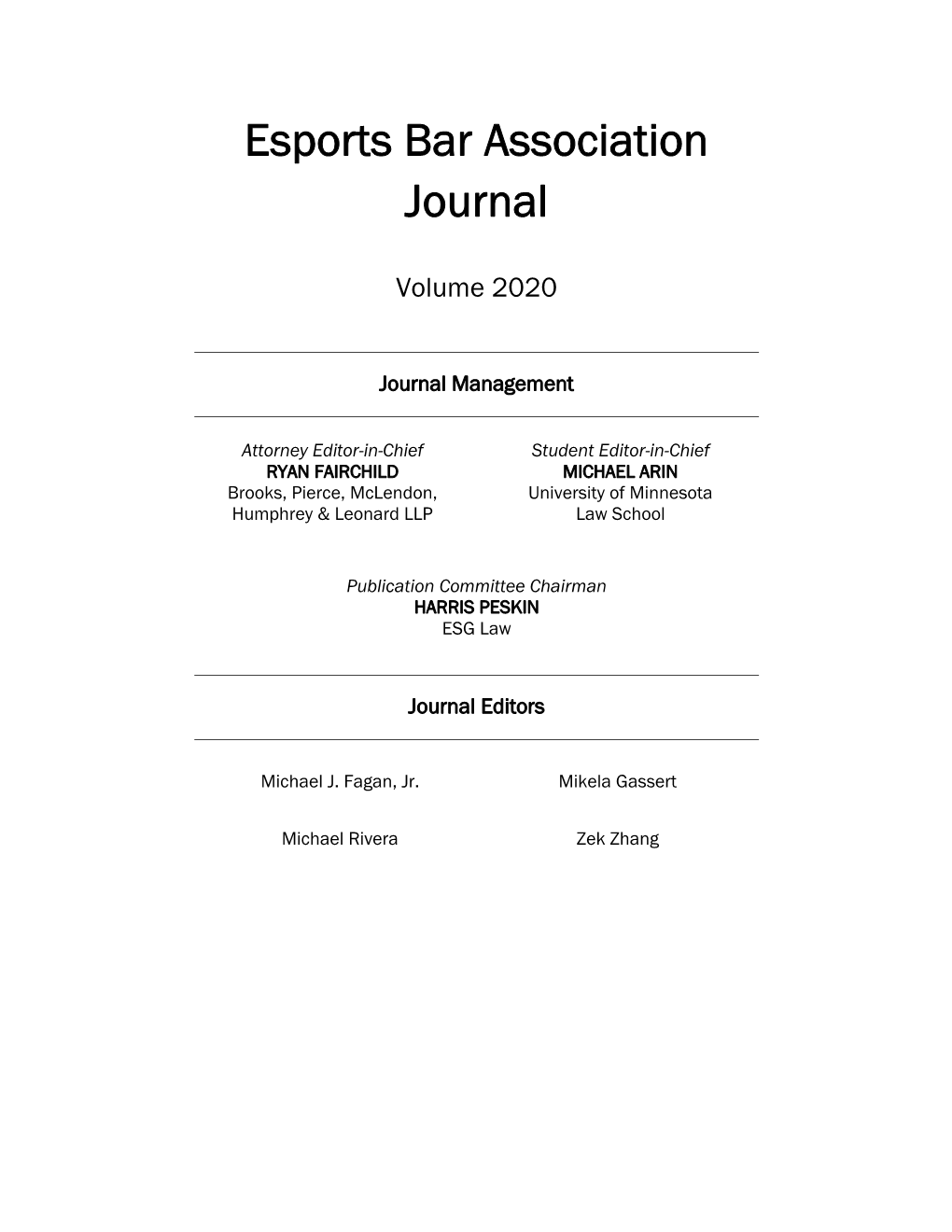 Esports Bar Association Journal