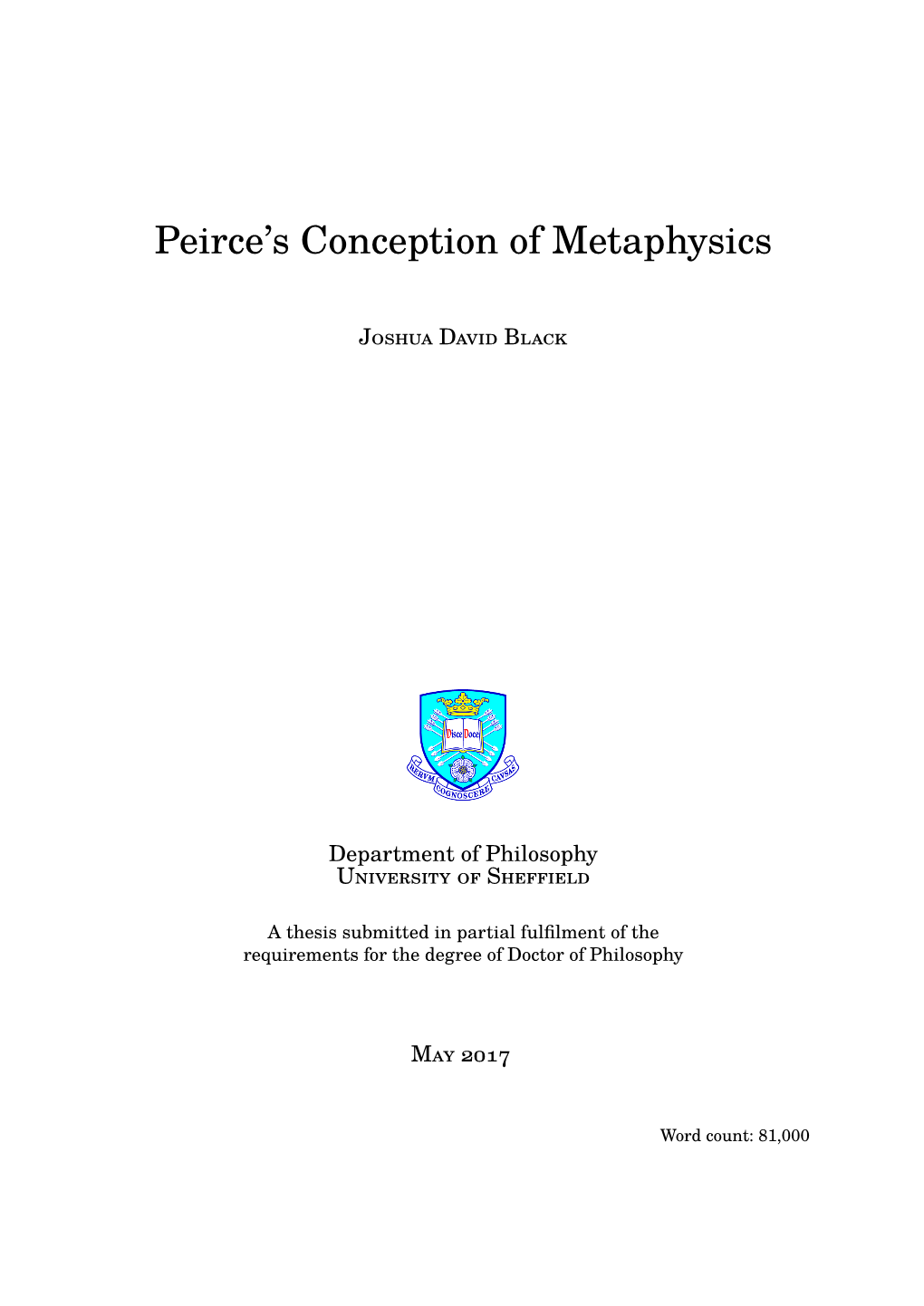 Peirce's Conception of Metaphysics