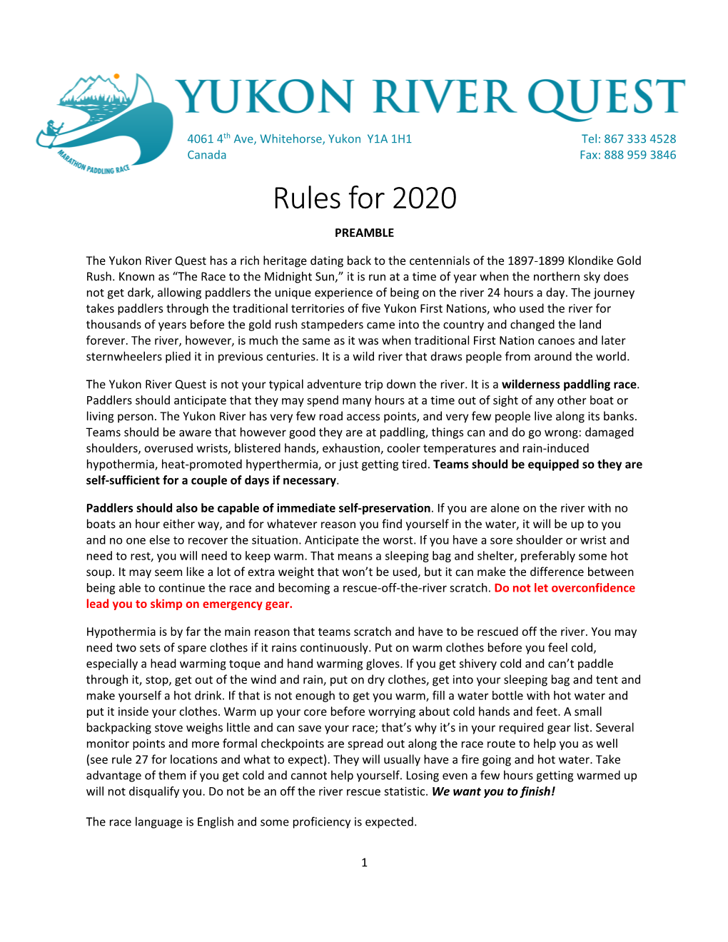 YRQ Rules 2020