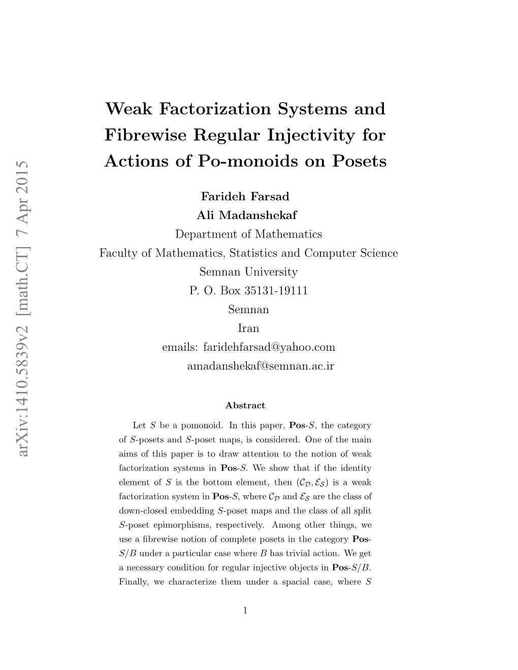 Weak Factorization System for Actions of Po-Monoids on Posets