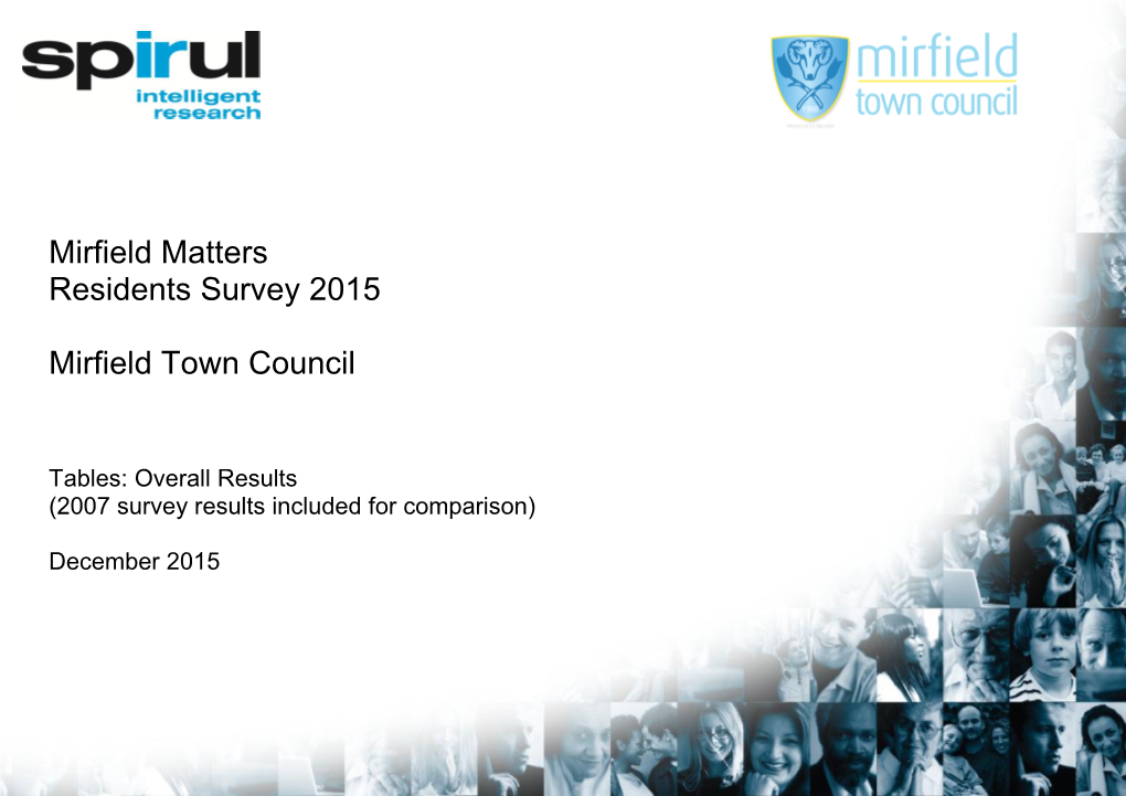 Mirfield Matters Residents Survey 2015 Mirfield Town Council