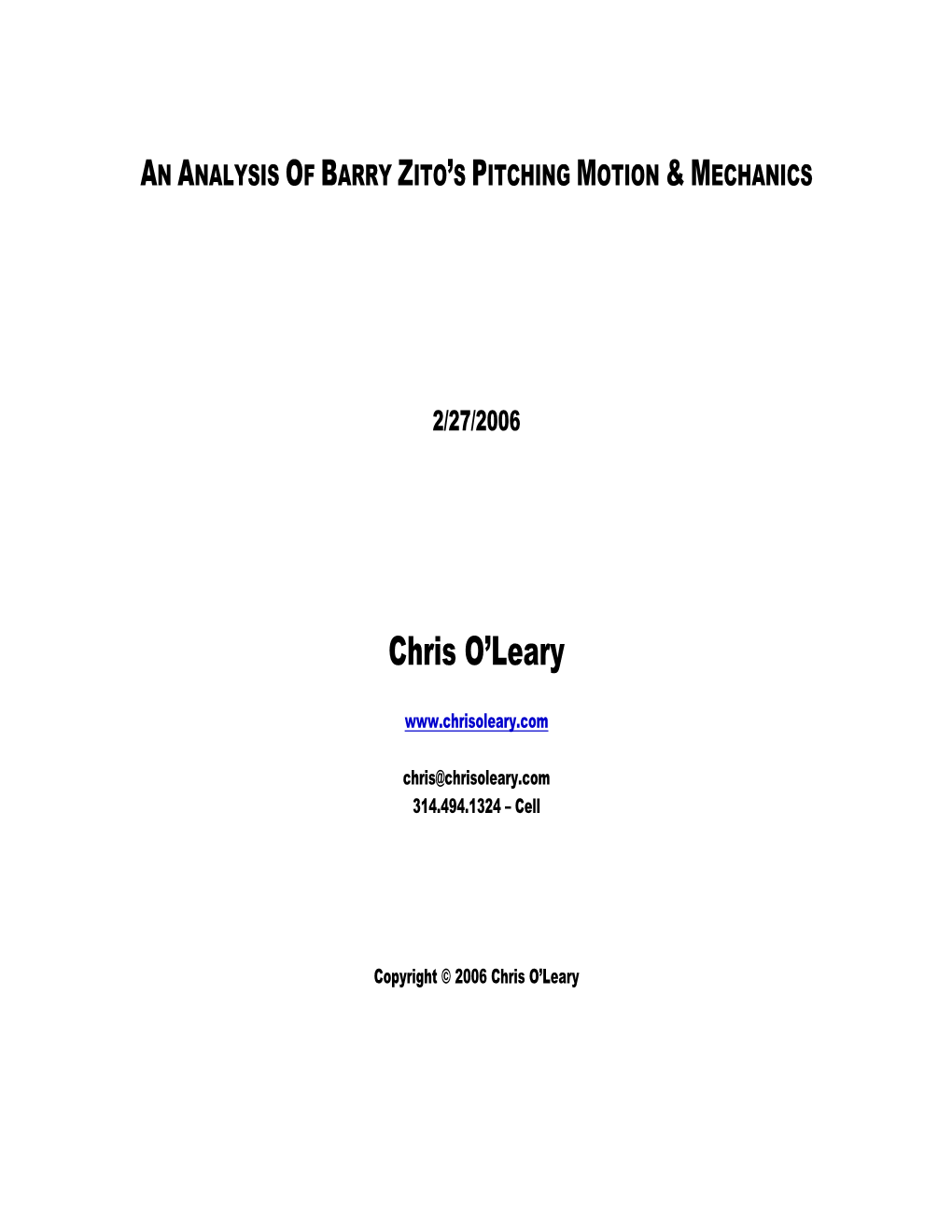 Barry Zito’S Pitching Motion & Mechanics