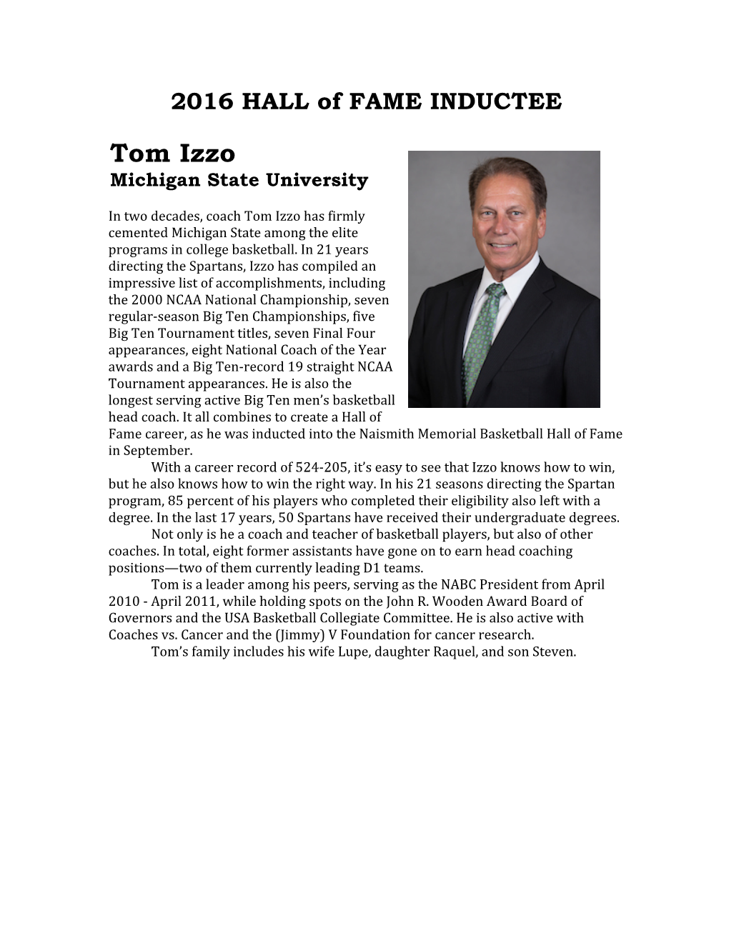 Tom Izzo Michigan State University