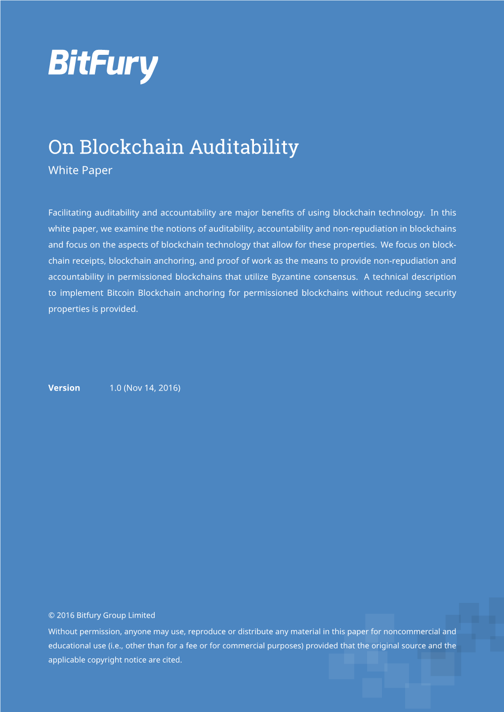 On Blockchain Auditability: White Paper