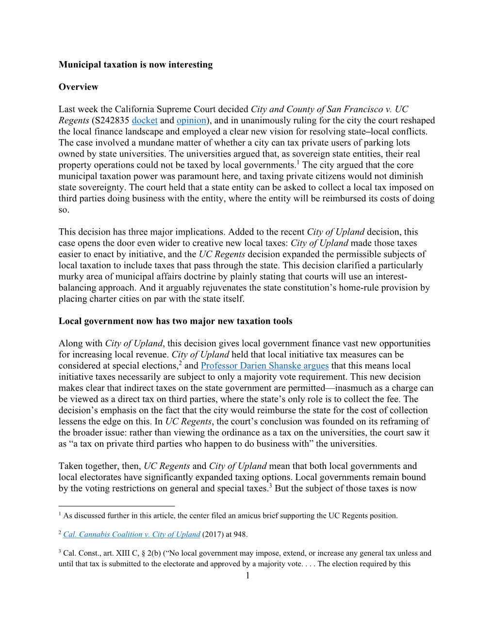 1 Municipal Taxation Is Now Interesting Overview Last Week the California