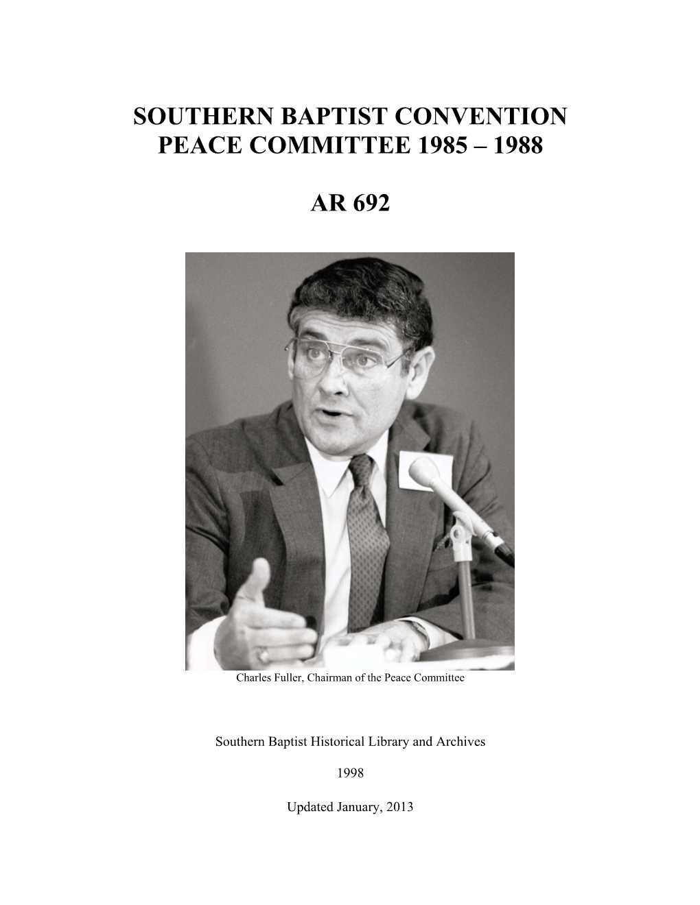 Southern Baptist Convention Peace Committee Documents