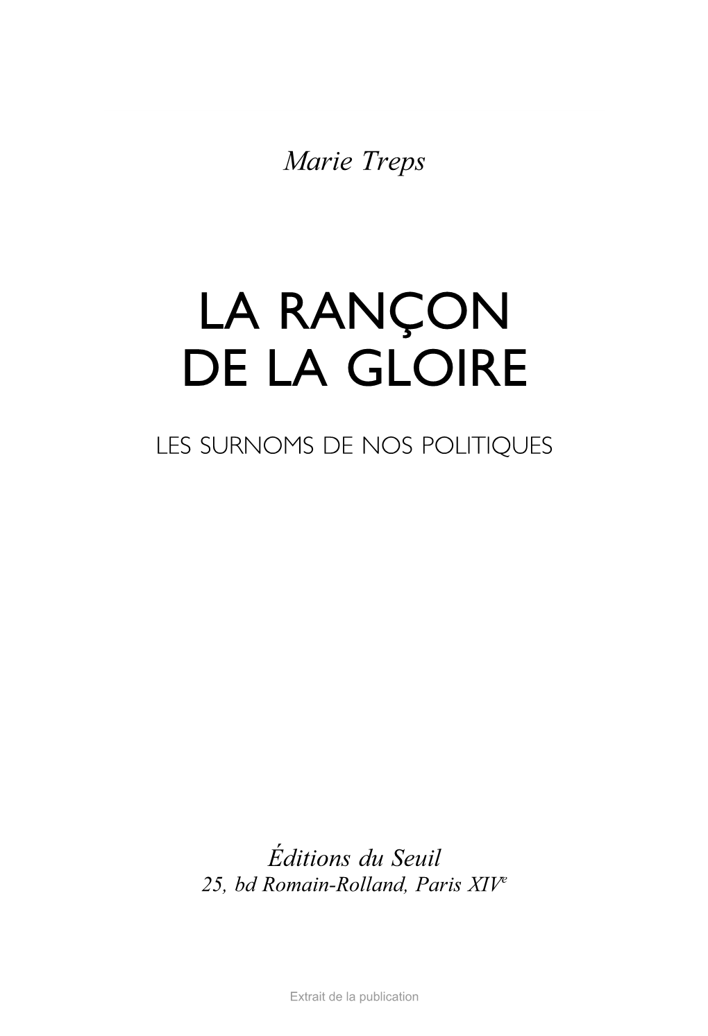 La Rançon De La Gloire