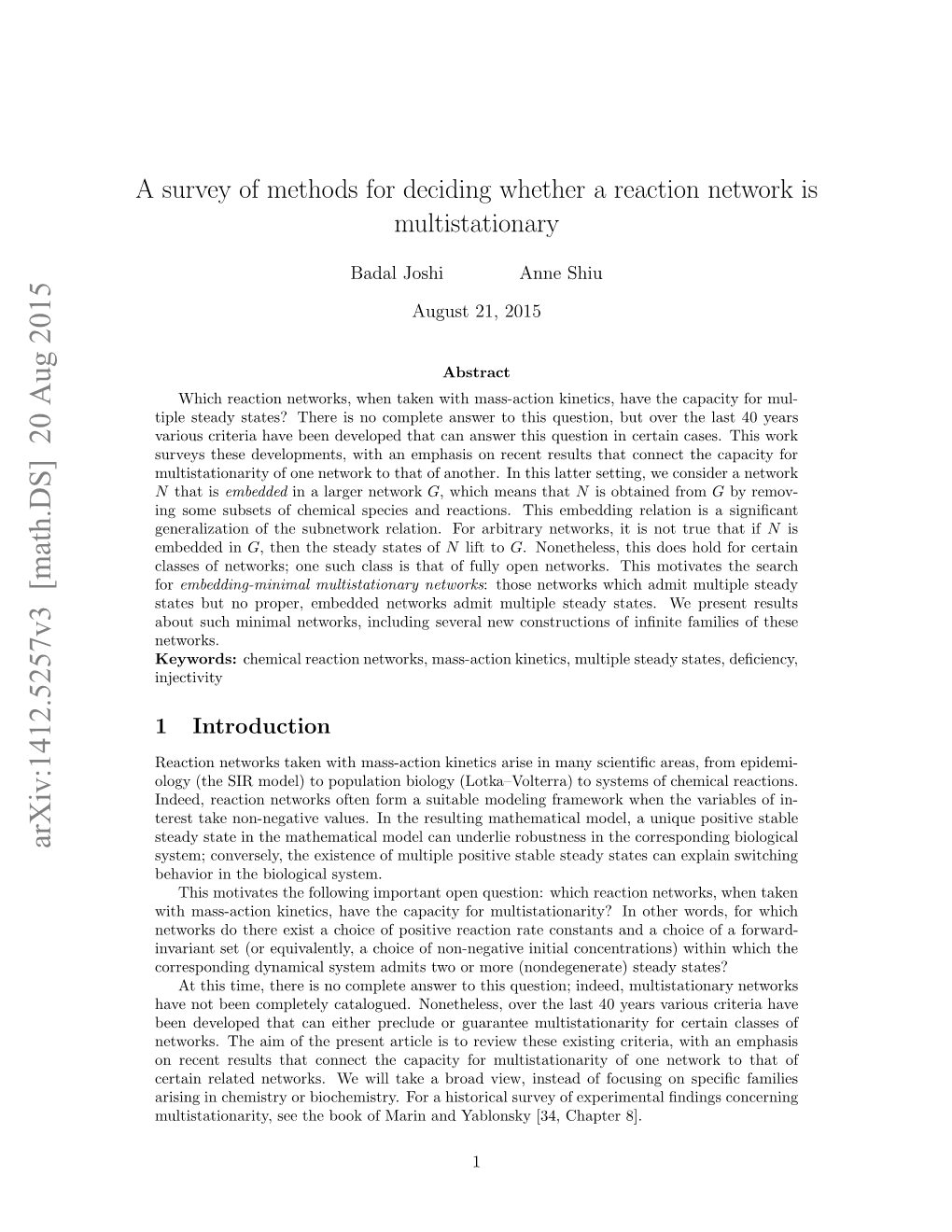 A Survey of Methods for Deciding Whether a Reaction Network