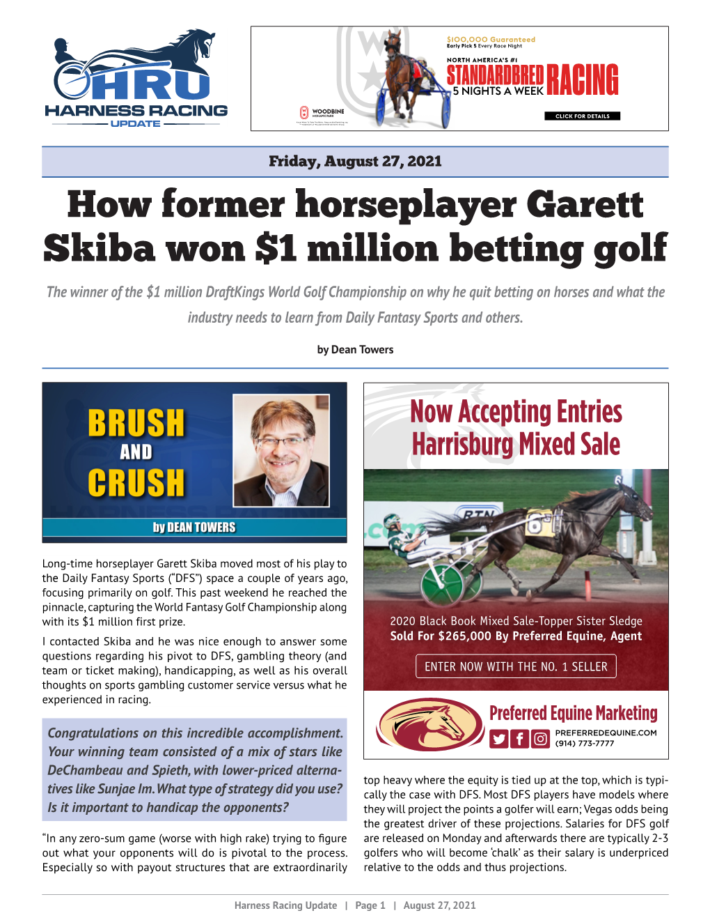 Download the Most Recent Edition of Harness Racing Update