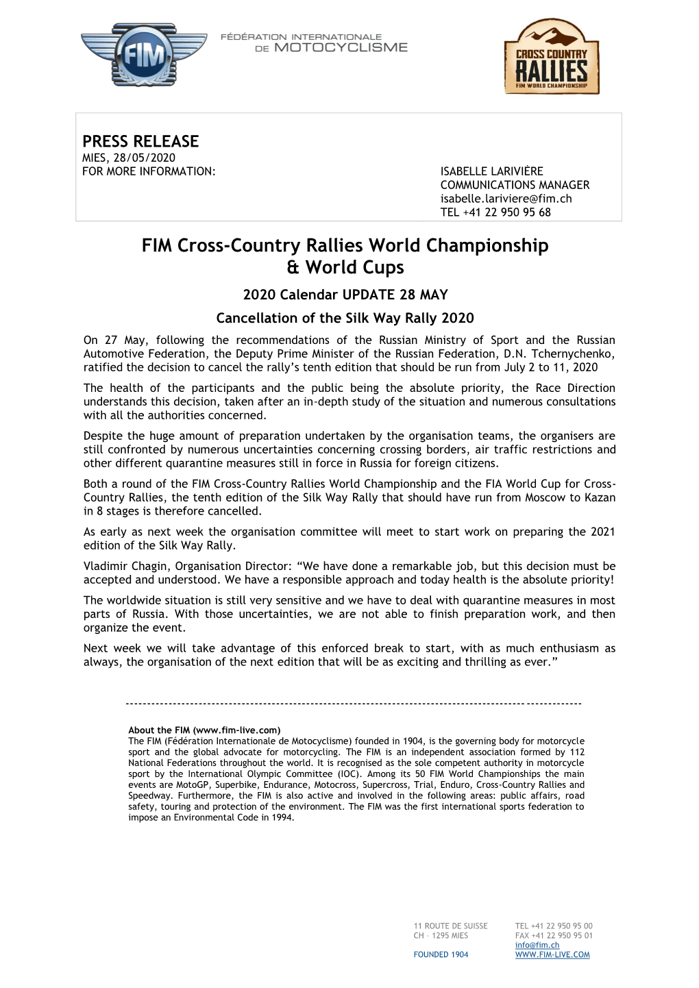 FIM Cross-Country Rallies World Championship & World Cups
