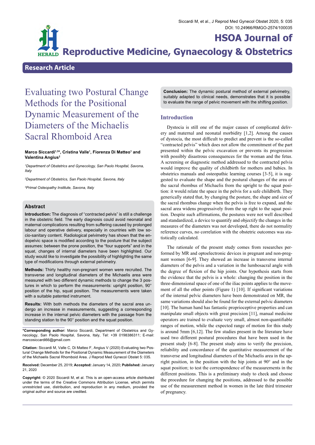 Evaluating Two Postural Change Methods for the Positional Dynamic Measurement of the Diameters of the Michaelis Sacral Rhomboid Area