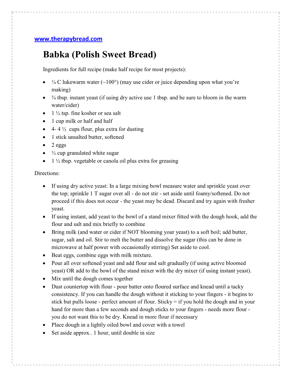 Printable Recipe (Babka Pdf)