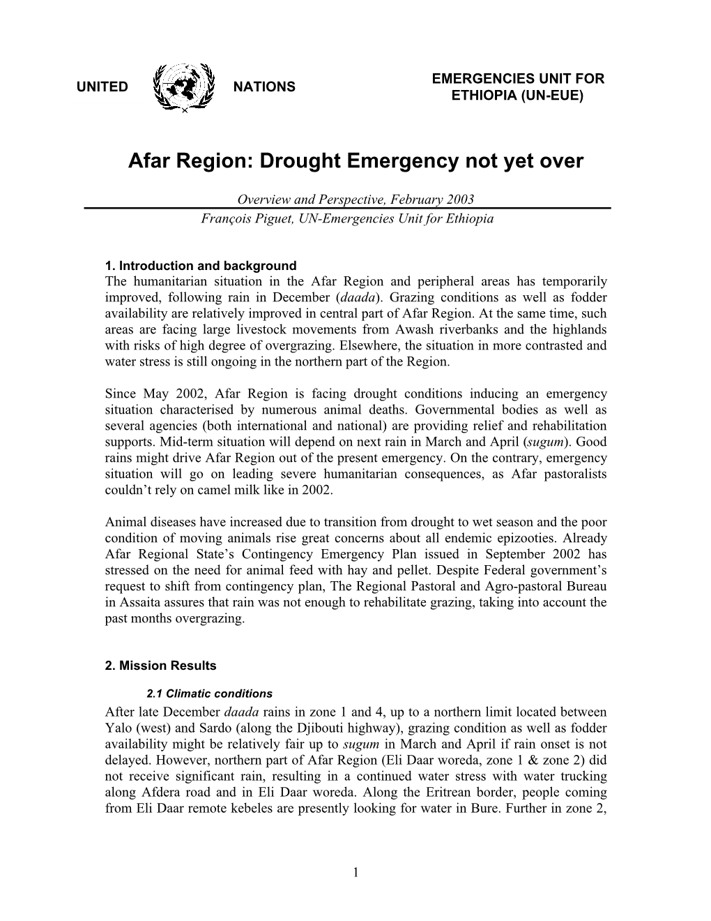 Afar Region: Drought Emergency Not Yet Over