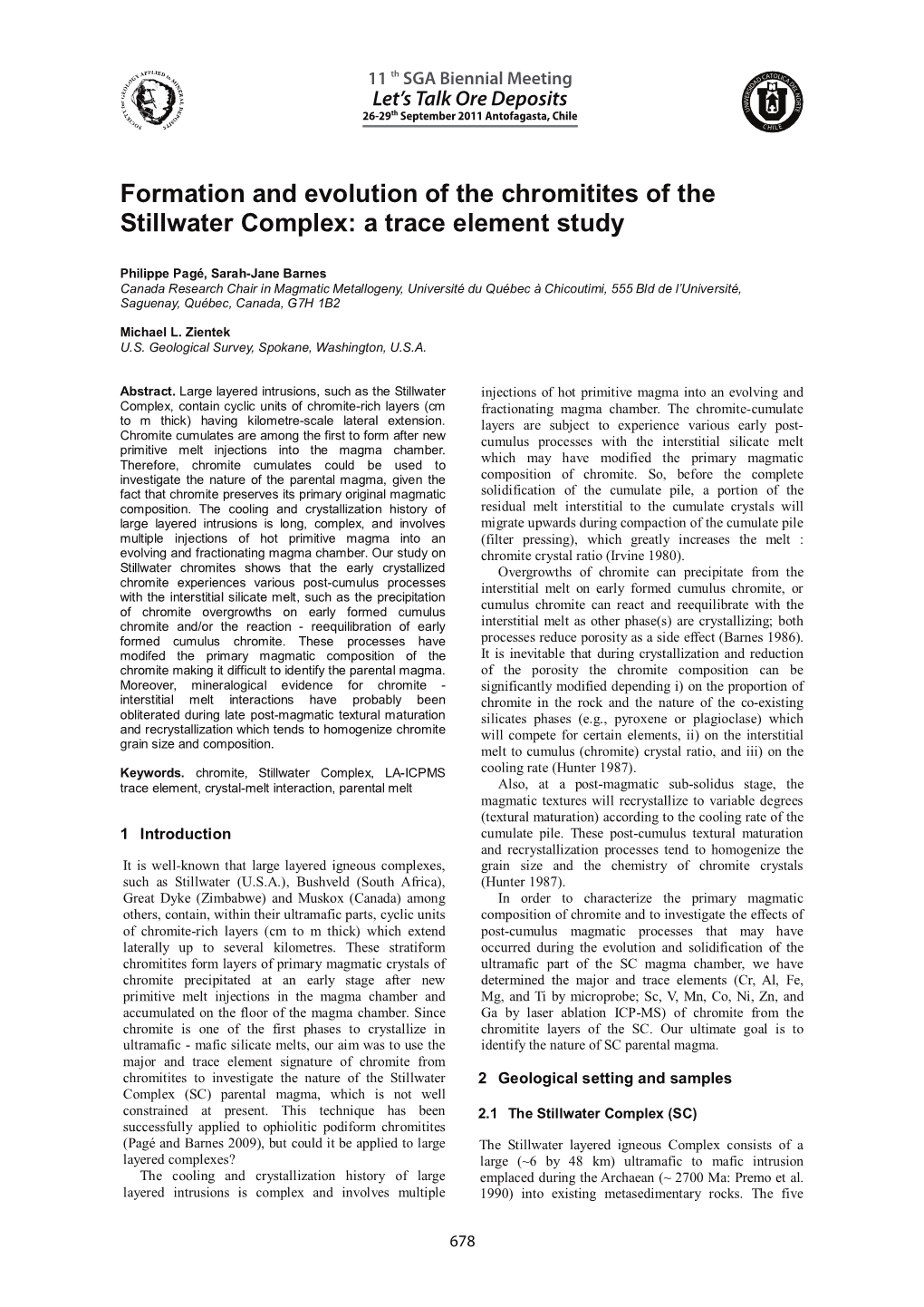 Formation and Evolution of the Chromitites of the Stillwater Complex: a Trace Element Study