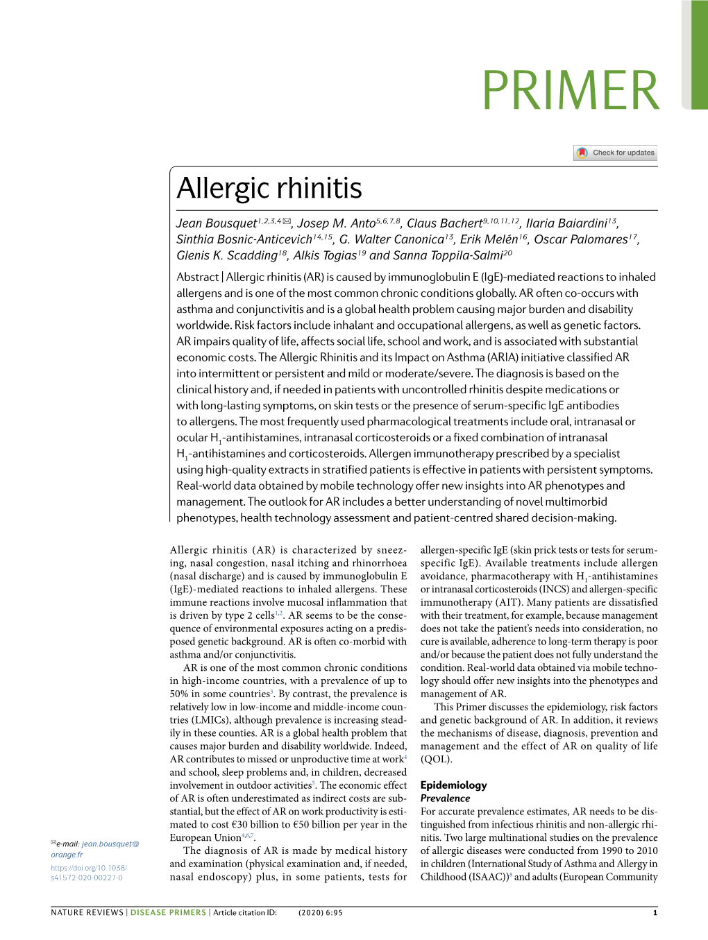 Allergic Rhinitis