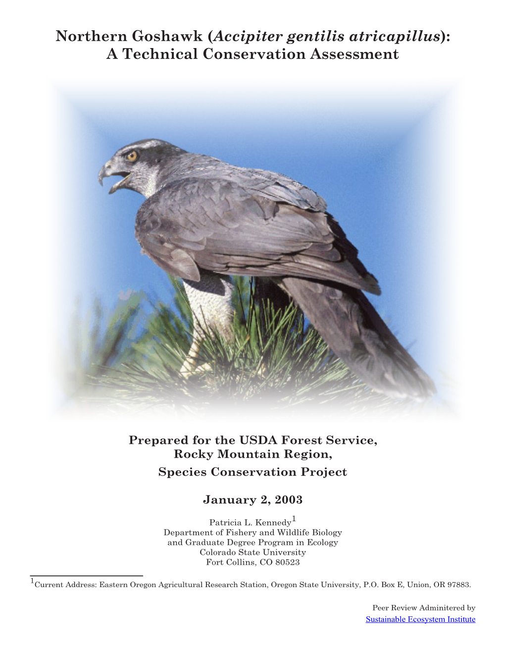 Northern Goshawk (Accipiter Gentilis Atricapillus): a Technical Conservation Assessment