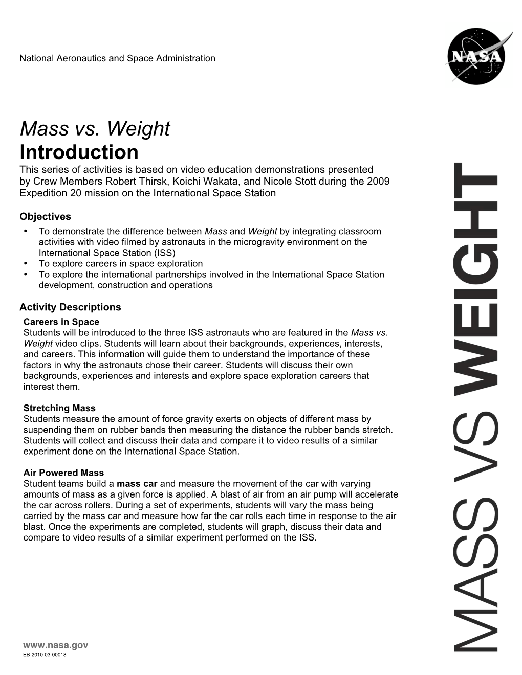Mass Vs. Weight Introduction