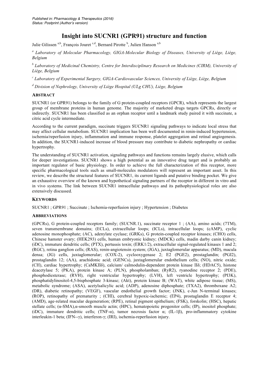 Insight Into SUCNR1 (GPR91) Structure and Function