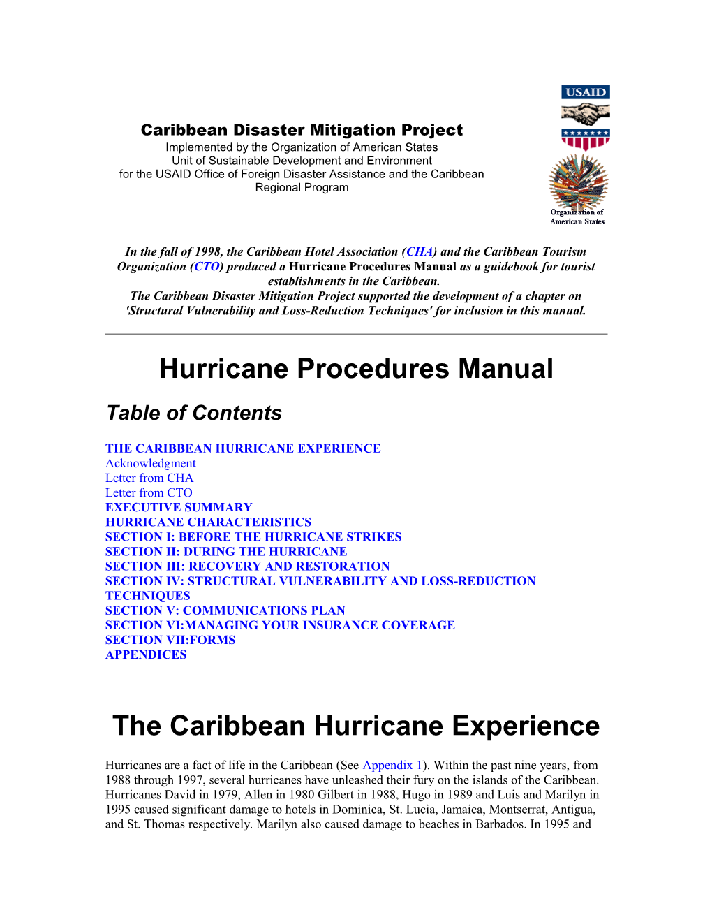 Caribbean Disaster Mitigation Projectimplemented by the Organization of American Statesunit