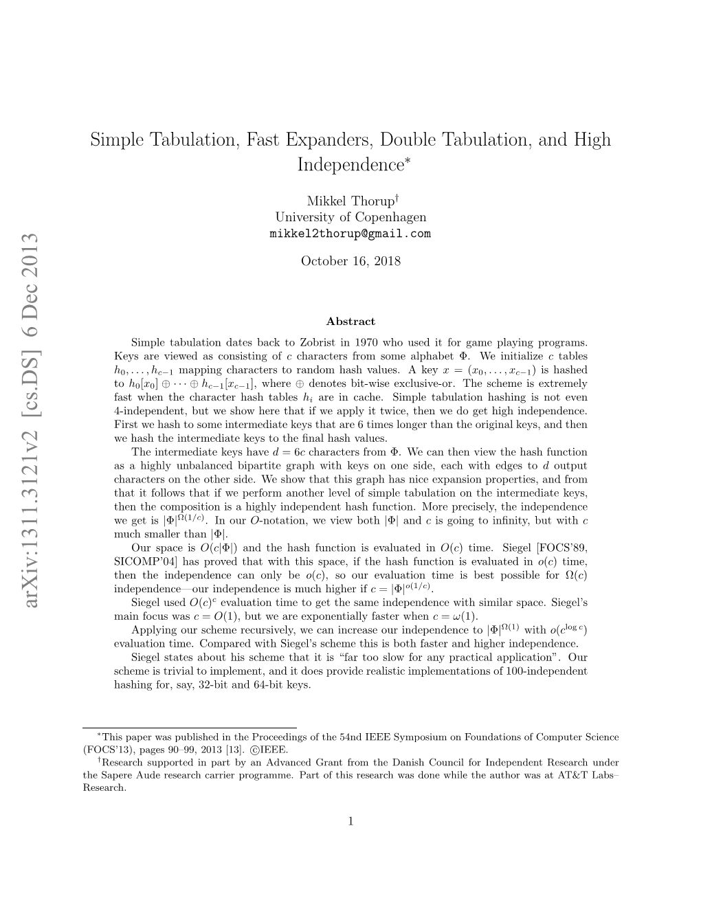 Simple Tabulation, Fast Expanders, Double Tabulation, and High Independence