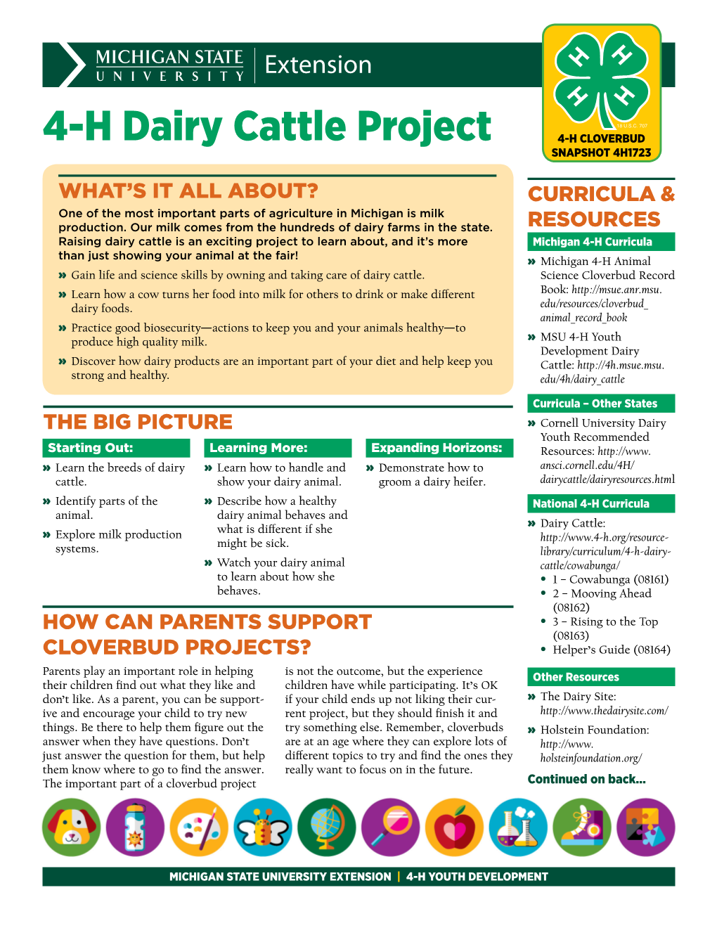 4-H Cloverbuds Dairy Cattle Project Snapshot