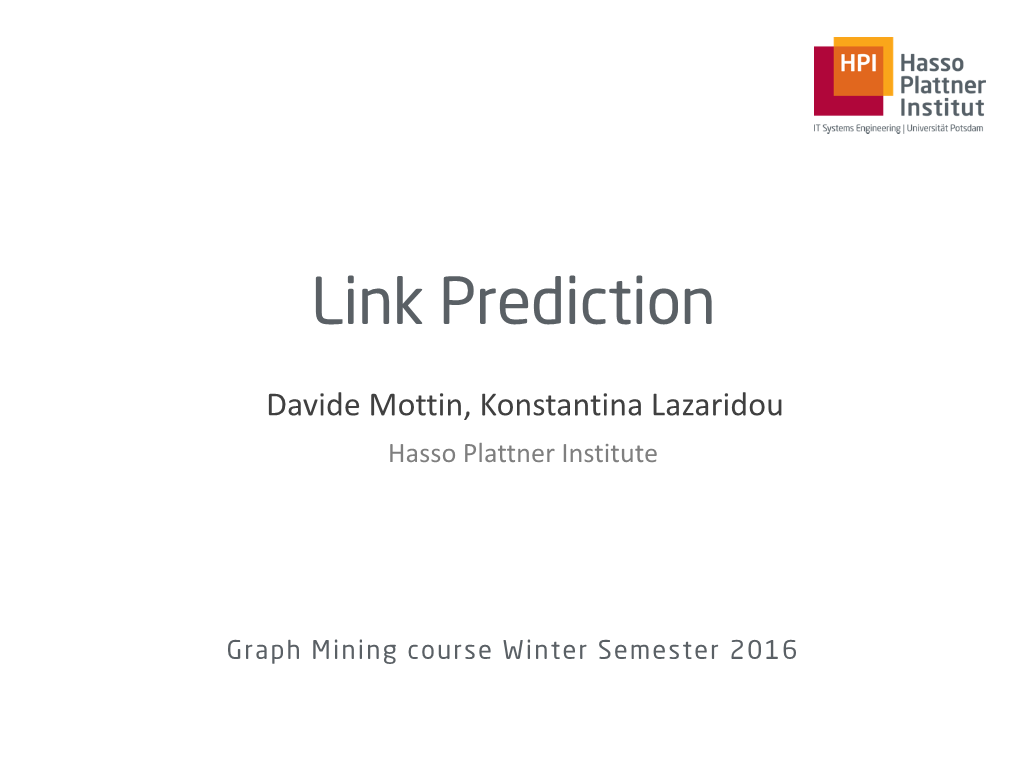 Link Prediction