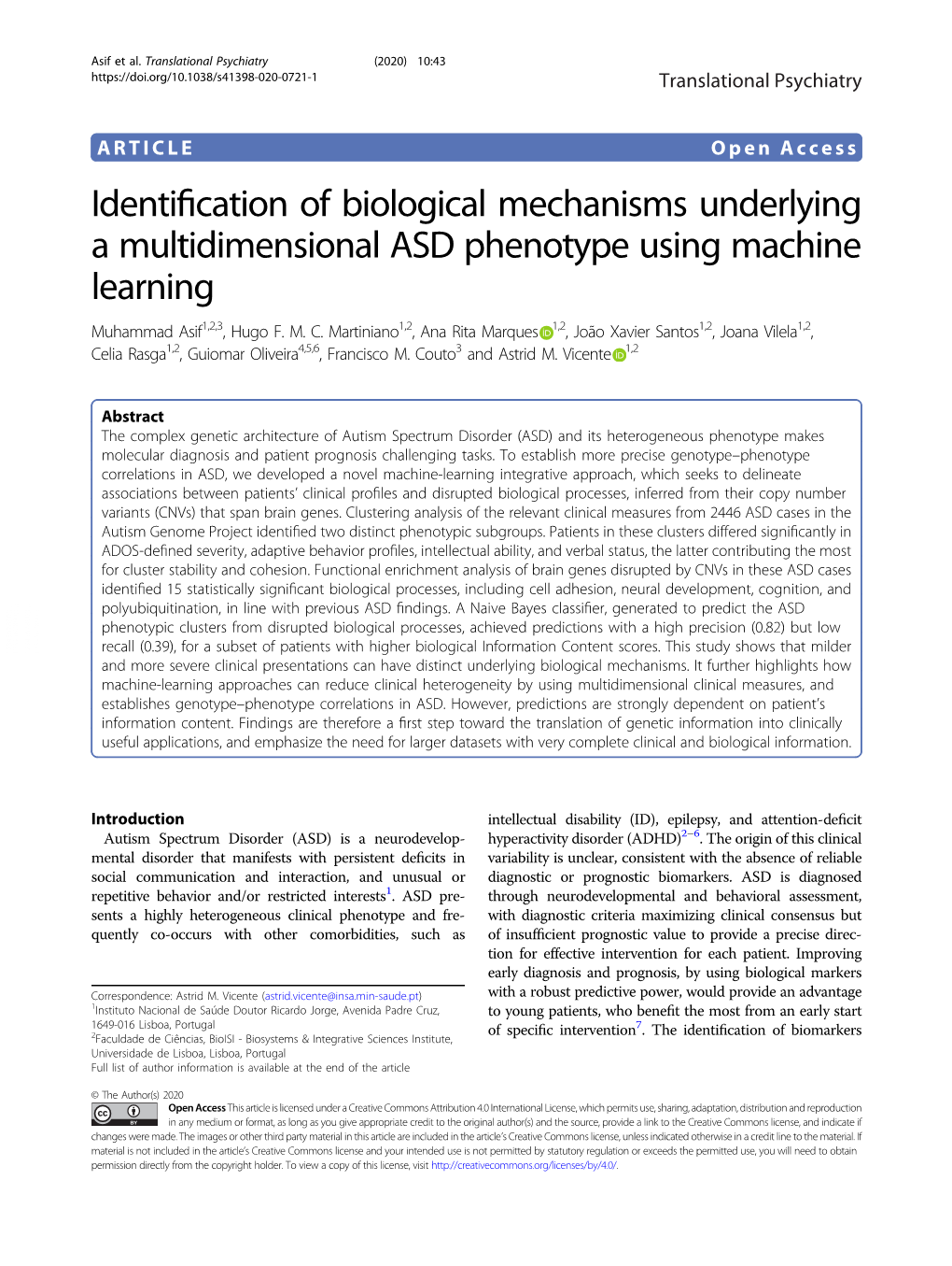 Identification of Biological Mechanisms Underlying A