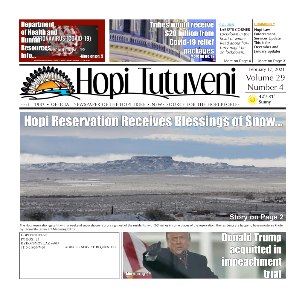 Hopi Reservation Receives Blessings of Snow