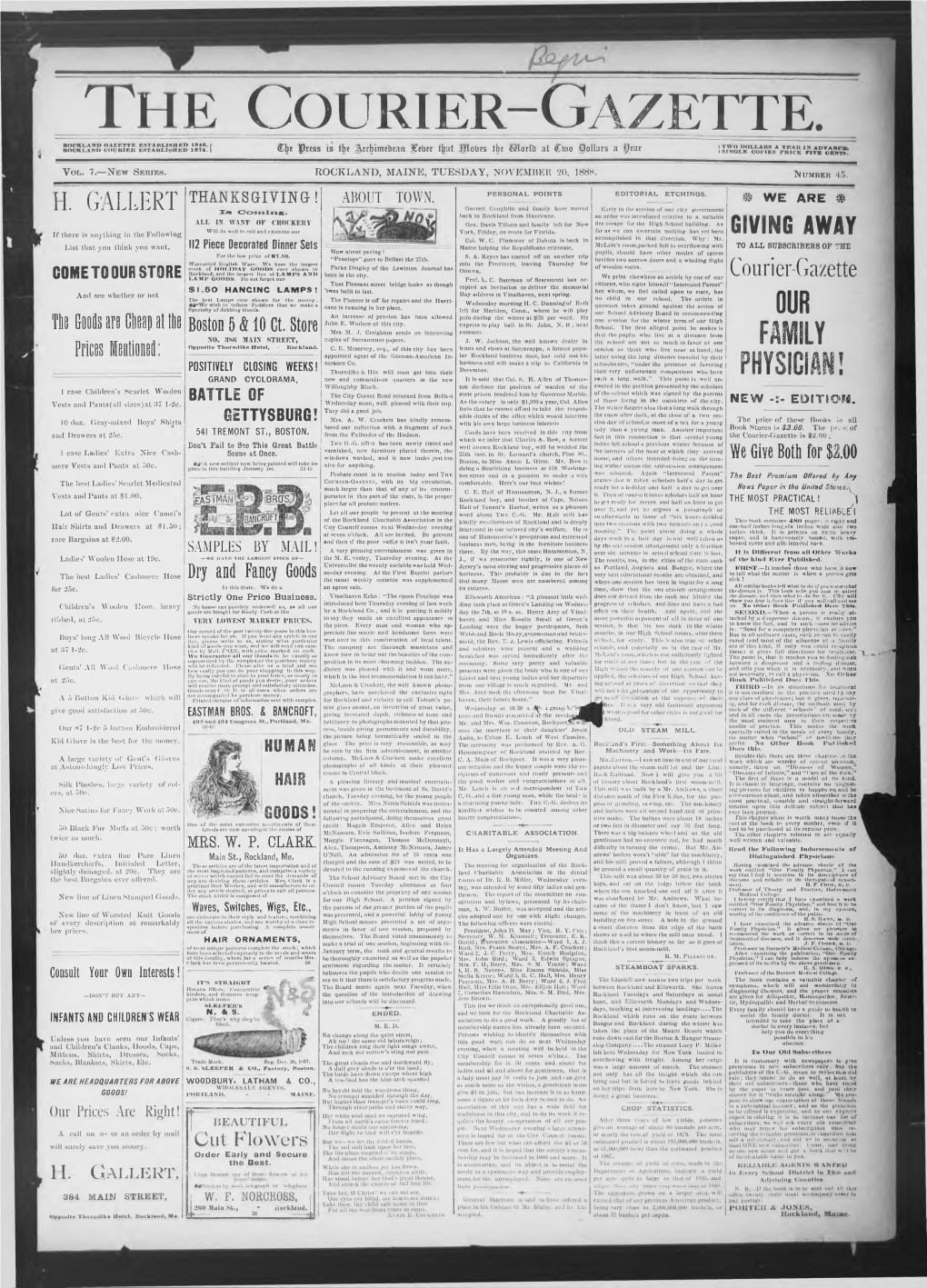 Courier Gazette : November 20, 1888