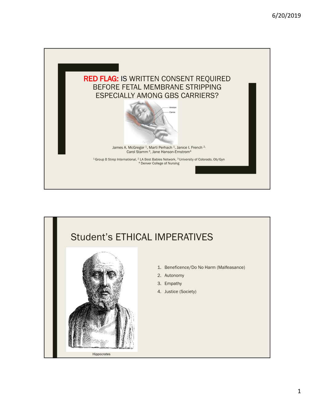 Student's ETHICAL IMPERATIVES