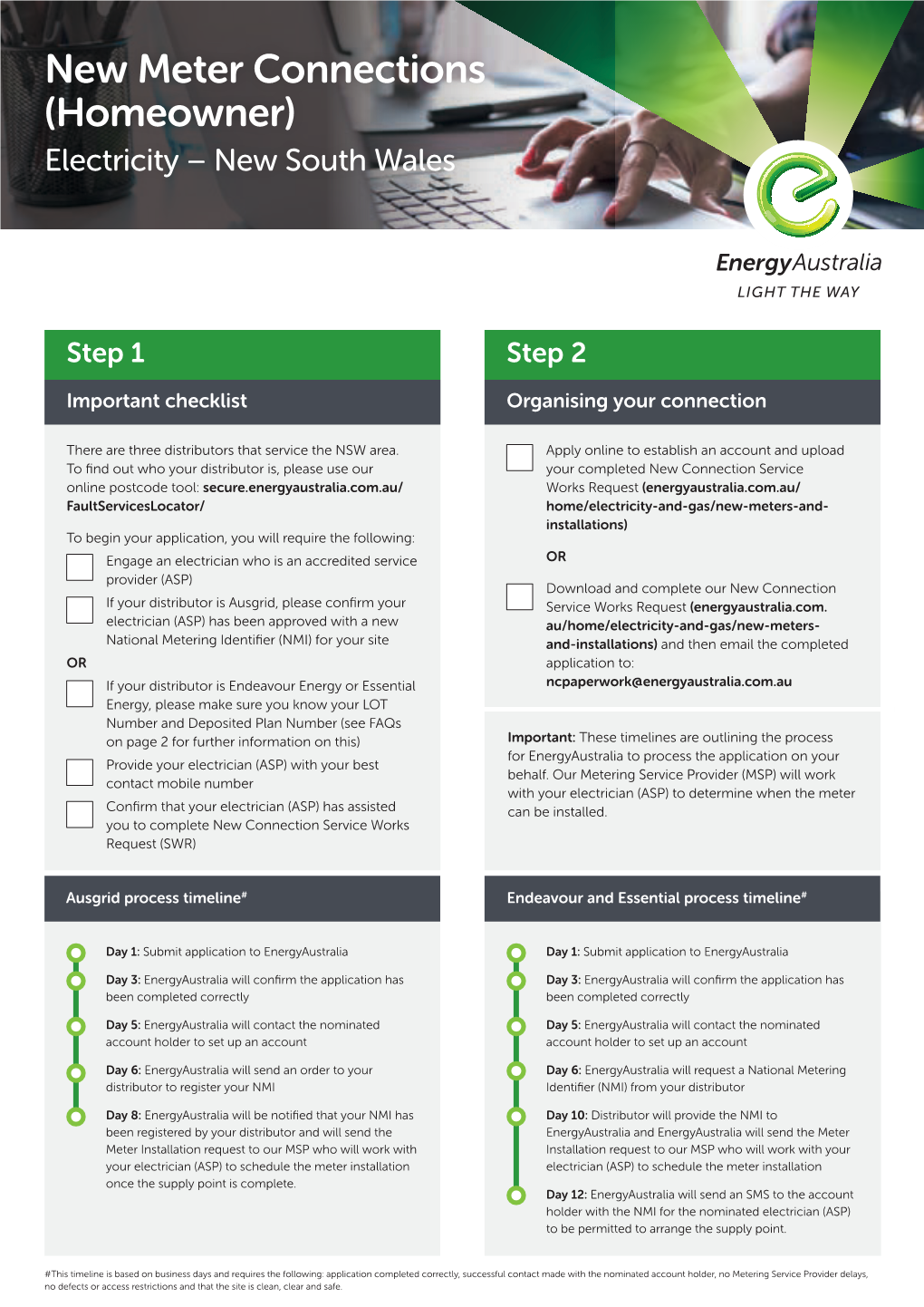 New Meter Connections (Homeowner) Electricity – New South Wales