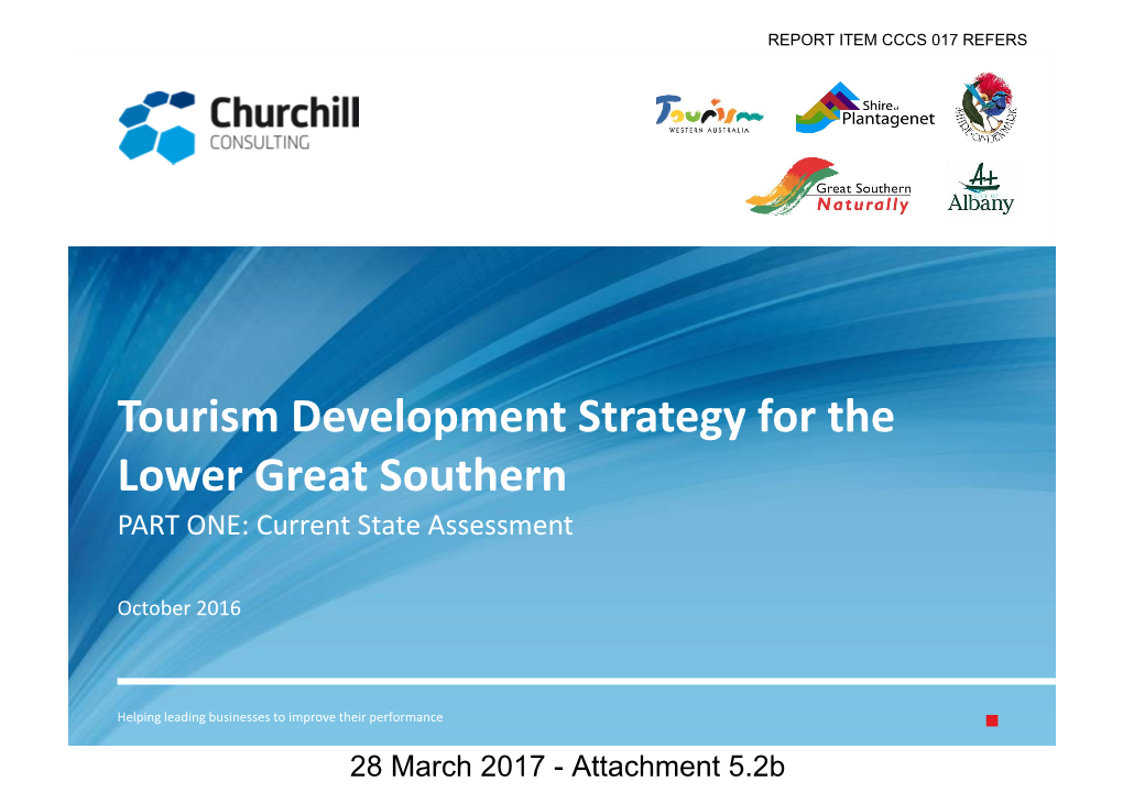 Tourism Development Strategy for the Lower Great Southern PART ONE: Current State Assessment
