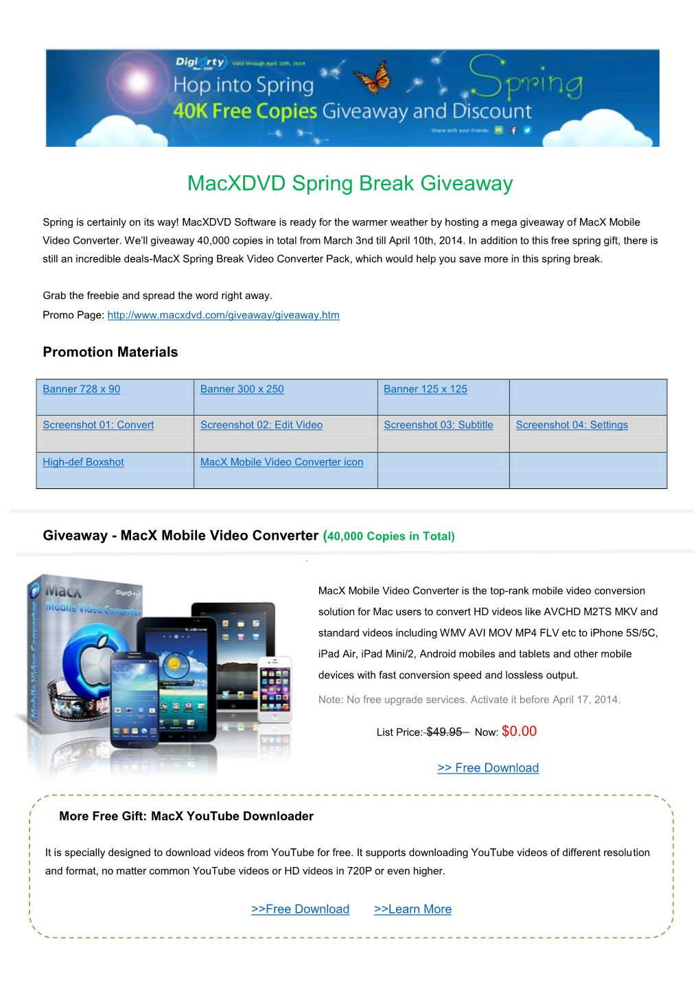 Macxdvd Spring Break Giveaway