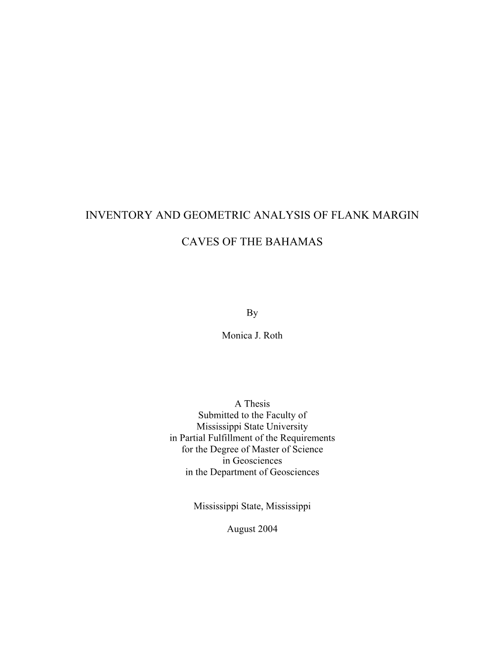 Inventory and Geometric Analysis of Flank Margin Caves of the Bahamas